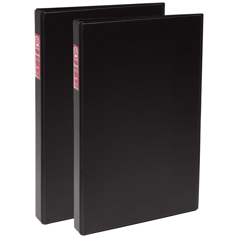 Avery Legal-Size Durable 3 Ring Binders, 1"" Round Rings, Holds 8.5"" x 14"" Paper, Black, 2 Pack (17709) - Image 1